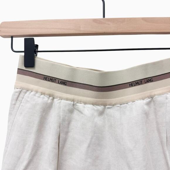 Helmut Lang Pull On Stretch Cargo Pants Beige Linen Cotton Size 0 - Picture 5 of 11